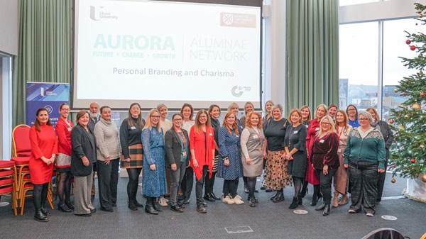 Aurorans from Queen's University Belfast and Ulster University at the women's leadership networking and support event in December 2023, hosted by QUB 