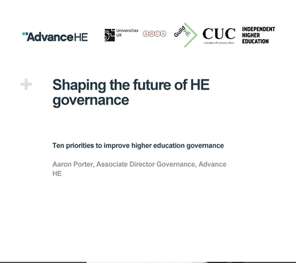 Cover of the Shaping the future of HE governance report.