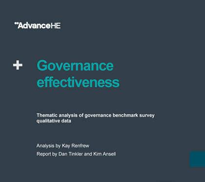 Cover image of the Governance Effectiveness Thematic Analysis report by Advance HE.