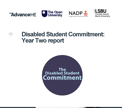Cover of the Year Two report from the Disabled Student Commitment.