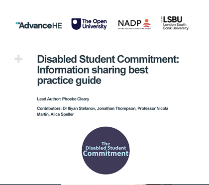 Cover of the Disabled Student Commitment: Information sharing best practice guide