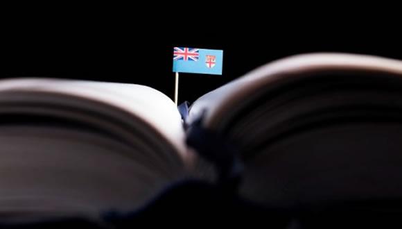 Fiji flag on book