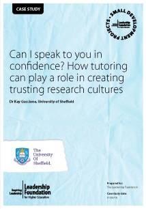 Can I speak to you in confidence? How tutoring can play a role in creating trusting research cultures