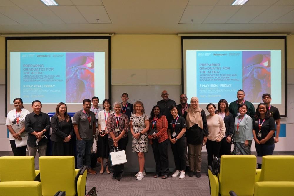 Dr Kay Hack (C) with delegates on the 'Preparing Graduates for the Era of AI’ workshop hosted by Heriot-Watt University Malaysia