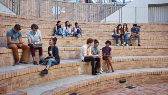 Diverse group of students on campus