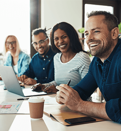 Four people in meeting