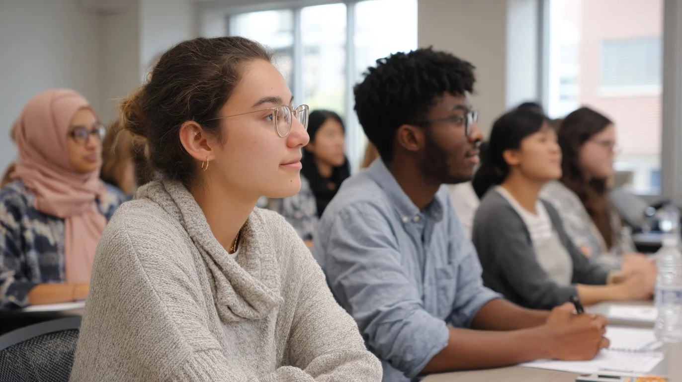 Students listening in class