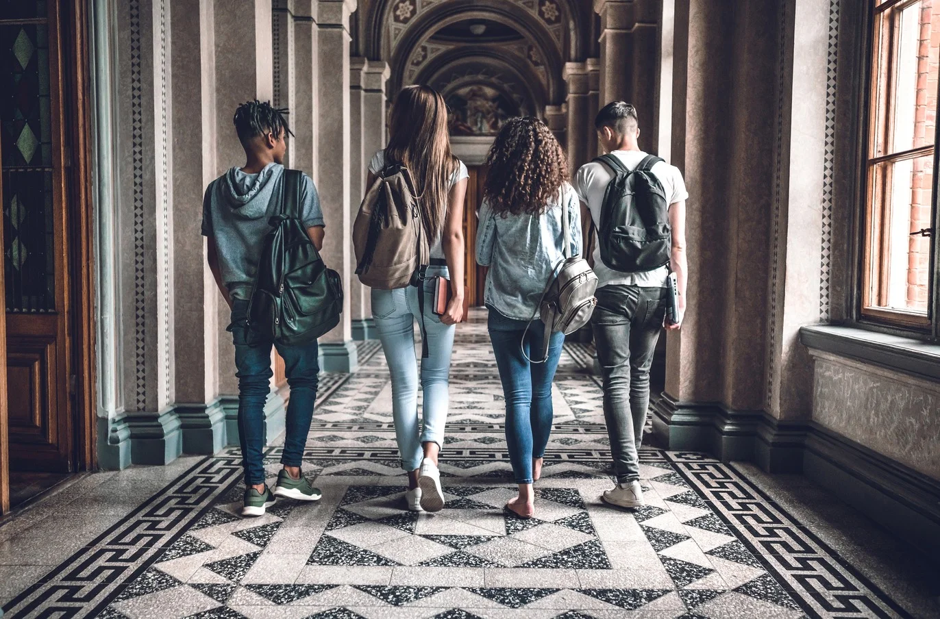 Students walking away 